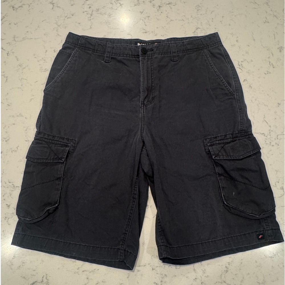 Tony Hawk Cargo Shorts Mens 34 Black Cotton Twill Skater Utility Multi Pocket